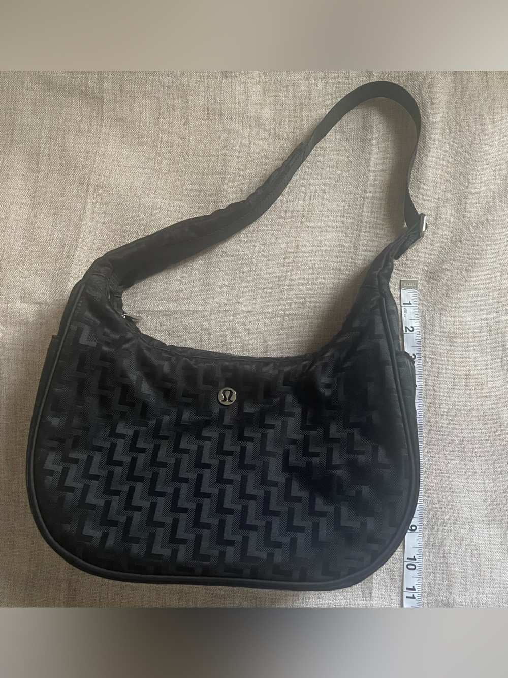 Lululemon City Essentials Black Shoulder bag Geo patern Monogram Jacquard